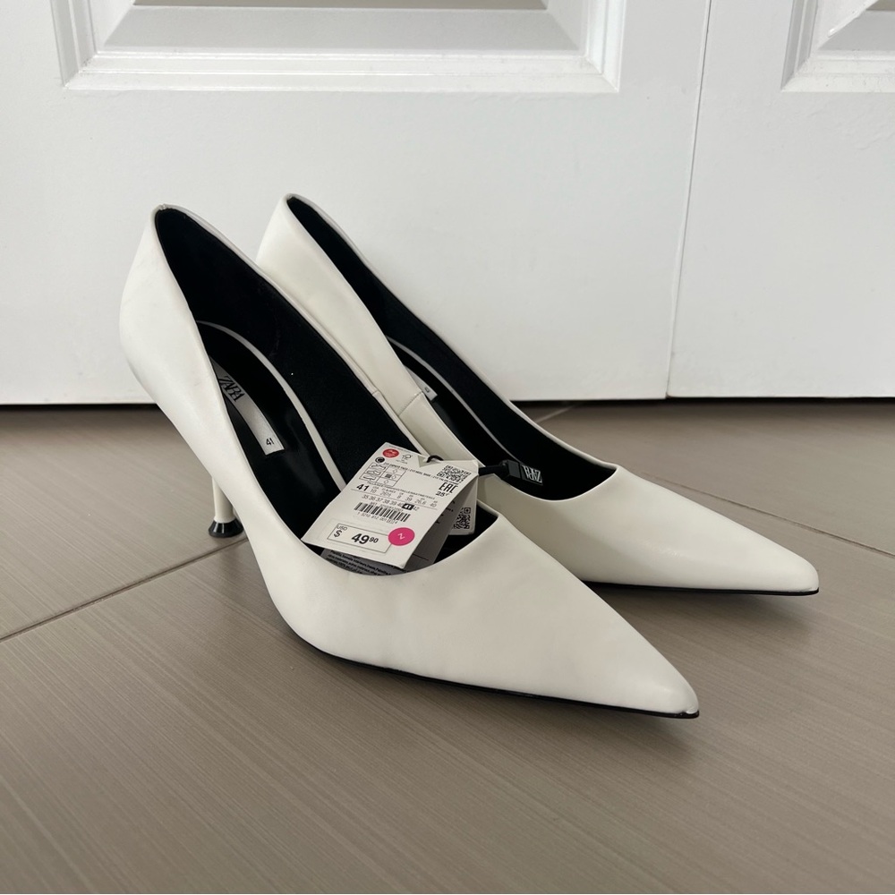 Zara White Kitten Heels